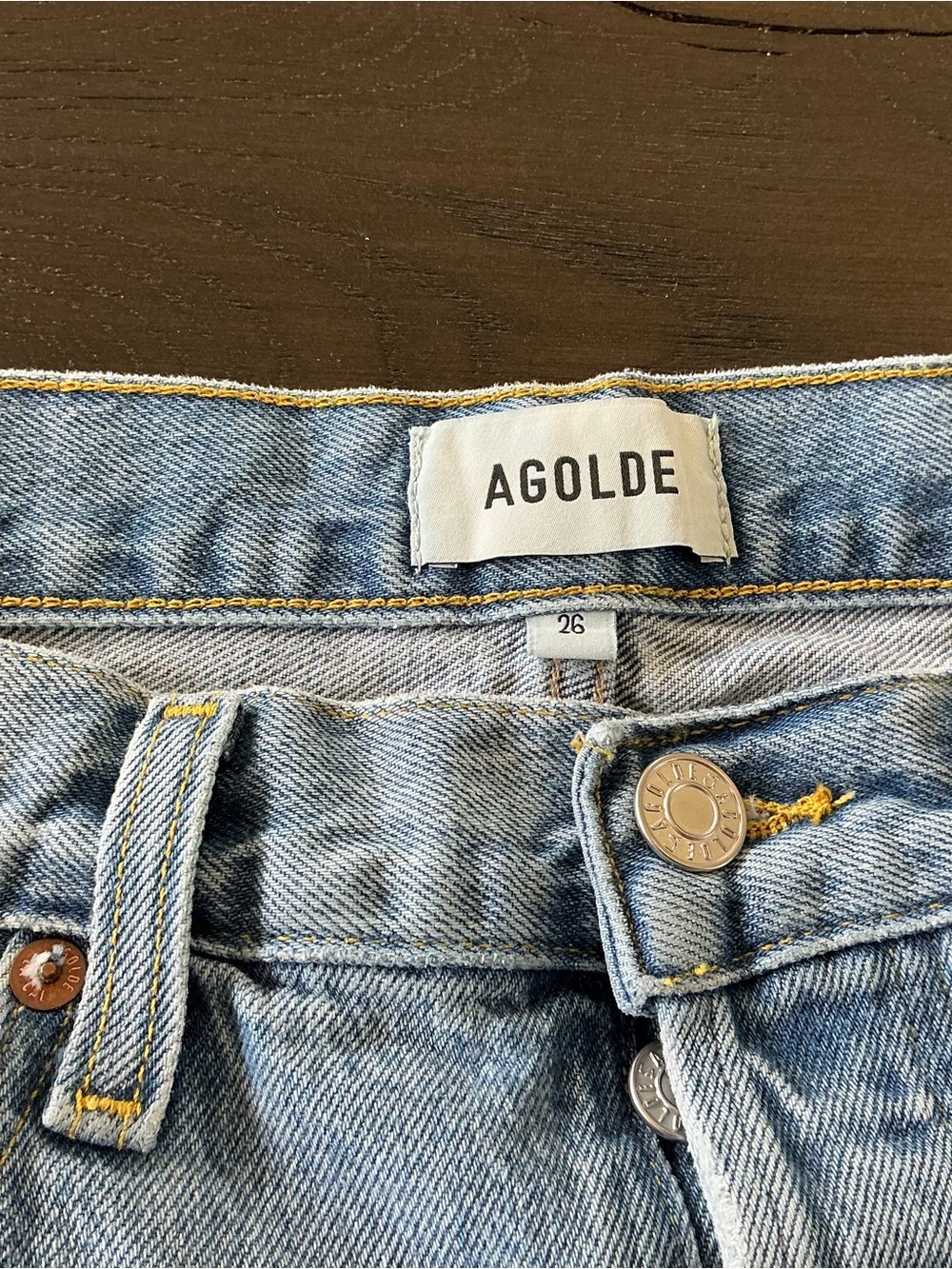 AGOLDE Parker Long Short Light Wash Distressed Denim Cutoff Shorts - size 26 - Picture 3 of 3